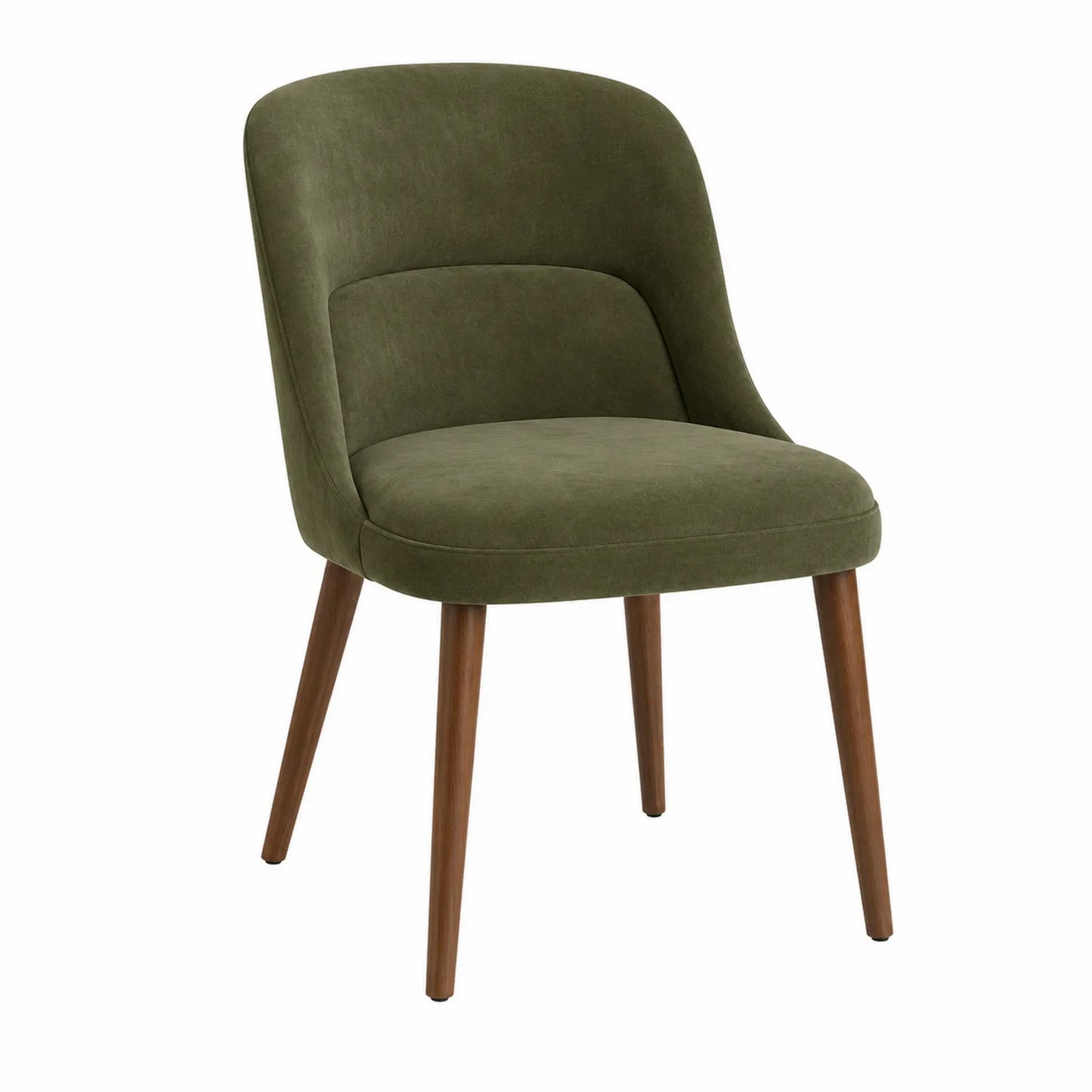 Chaise de salle à manger en tissu polyester vert avec pieds en bois
