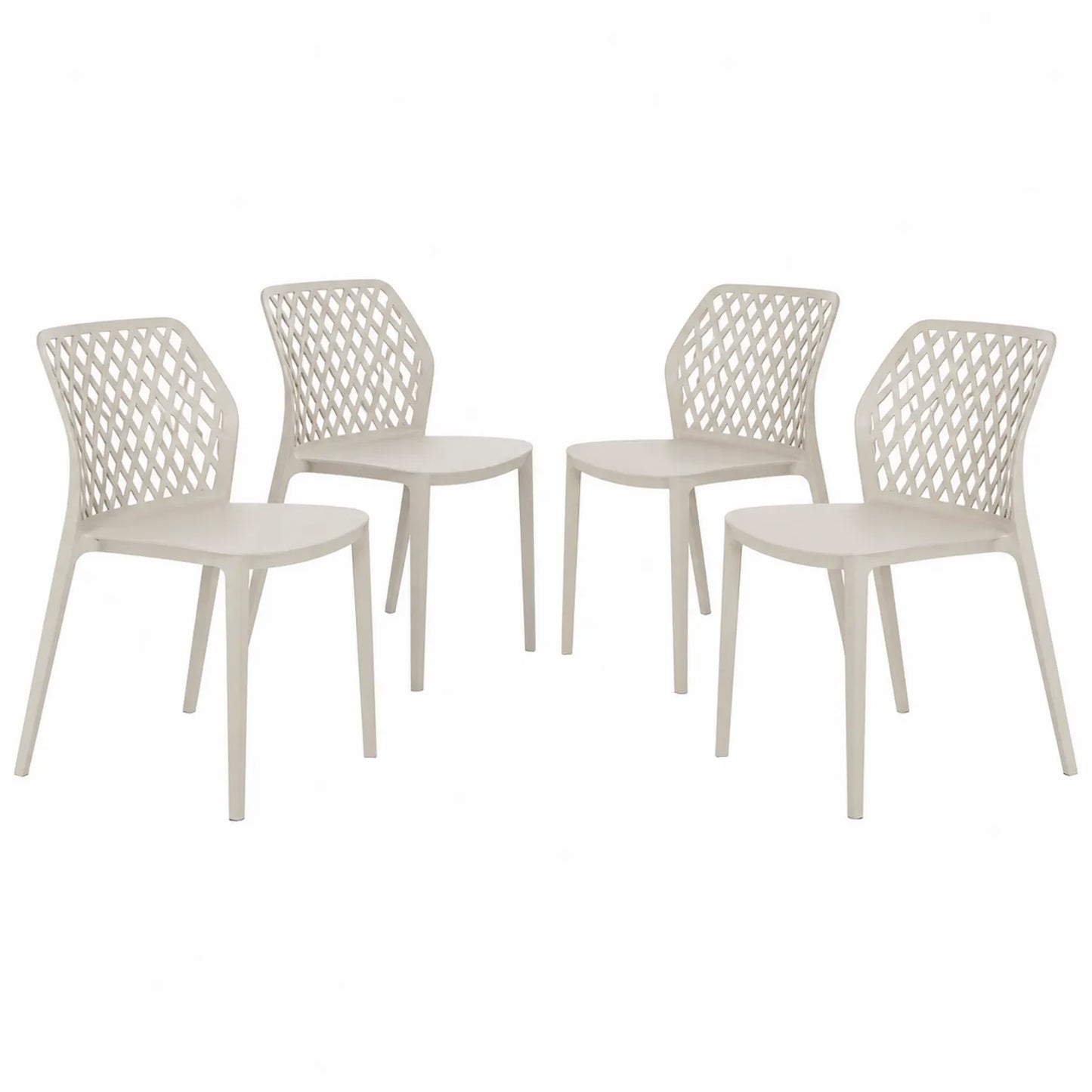 Lot de 4 chaises en plastique beige