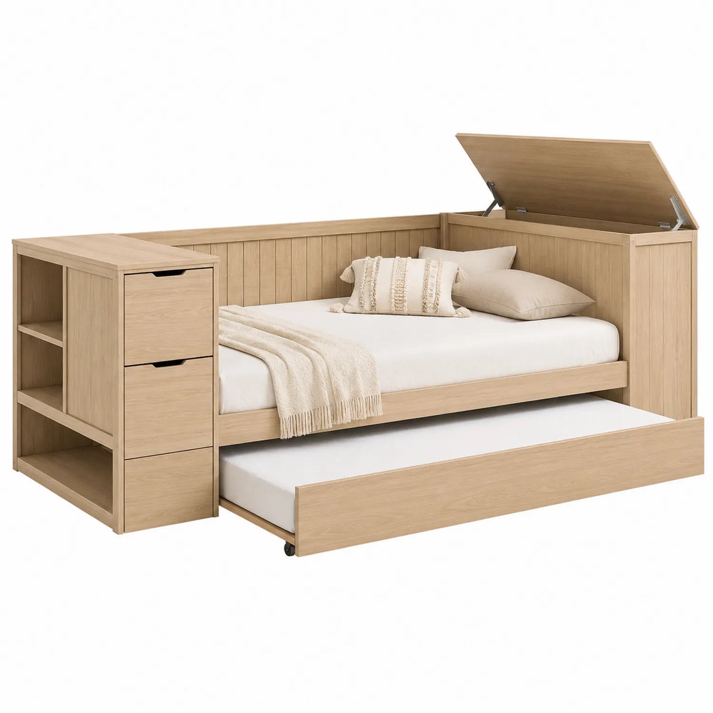 Lit gigogne en bois avec rangements 200cm x 90cm