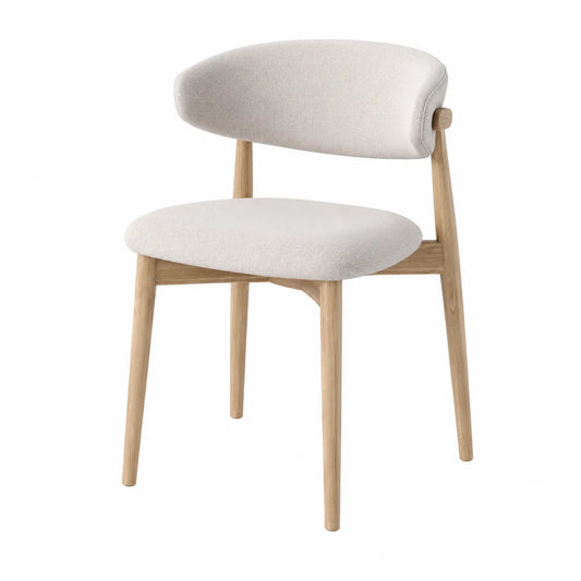 Chaise en tissu polyester beige avec structure en bois
