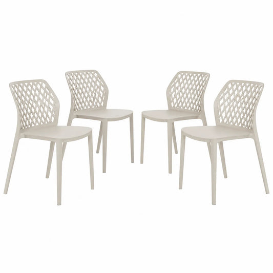 Lot de 4 chaises en plastique beige