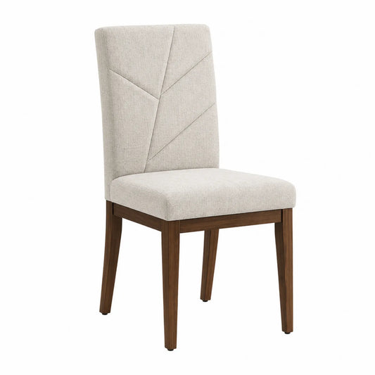 Chaise en bois et tissu polyester beige 45x55x95 cm