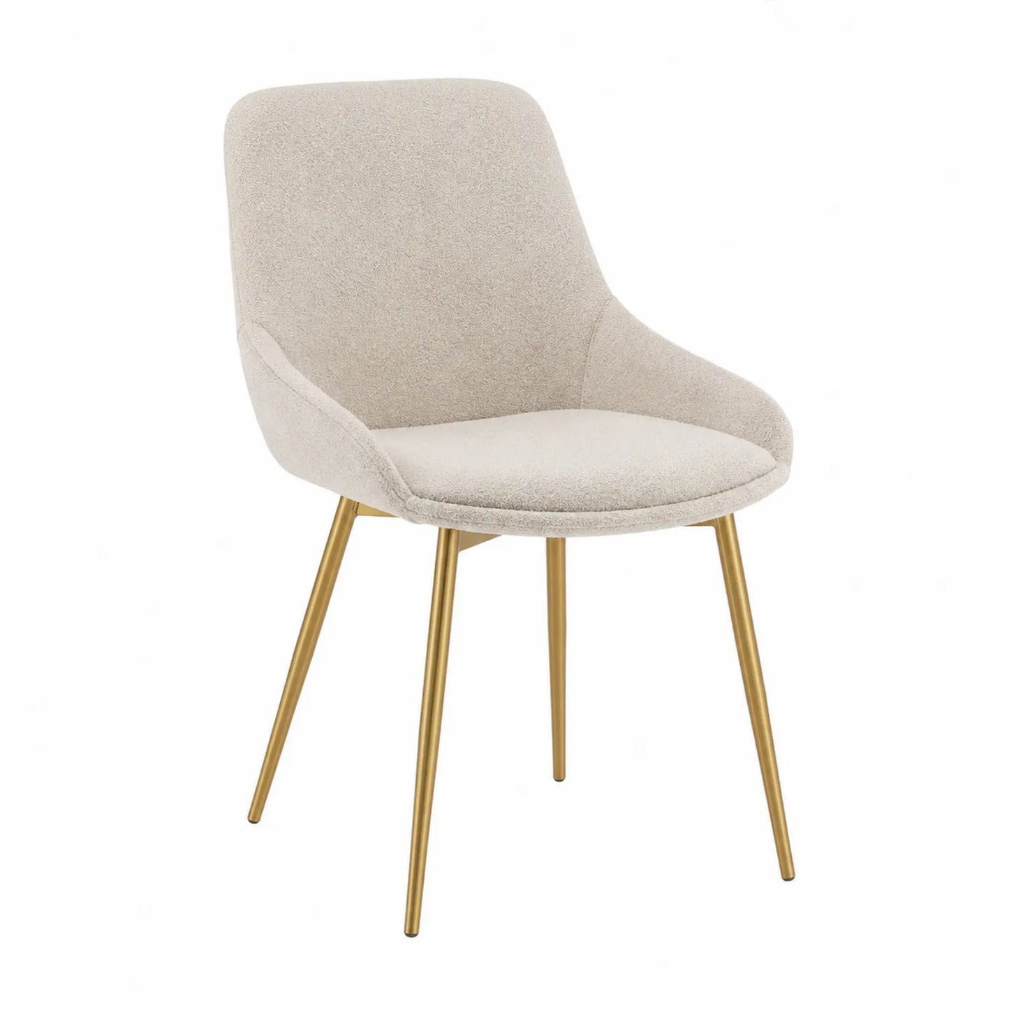 Chaise de salle à manger tissu bouclette beige pieds métal doré
